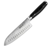 Нож Сантоку 16.5 см, с углублениями на лезвии, серия "GOU" (101 слой) дамасская сталь, Yaxell
