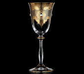 Бокал для вина, G147ZS-120/1 AMBER/STONES, 190 мл, набор 6 шт, стекло с позолотой и камнями, Combi