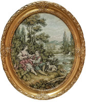 Картина "Свидание на берегу", овальная, гобелен, 65х75 см, Bertozzi Cornici