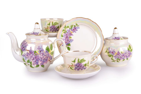 Чайный сервиз 20/6 "Гранатовый - Сиреневый букет", Дулёвский фарфор item