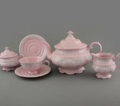 Чайный сервиз 15/6 Соната Розовый фарфор "Серые узоры", 3002, Leander