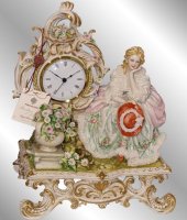  Часы фарфоровые "Дама на скамье", Porcellane Principe