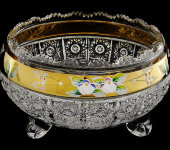 Салатник на ножках 16 см, хрусталь с лепкой, Aurum Crystal