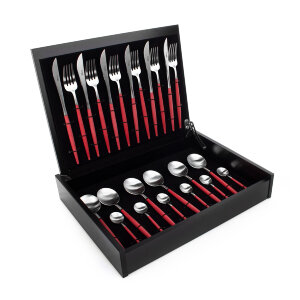 Набор столовых приборов 24/6, с красными ручками "GOA matte red", Cutipol item