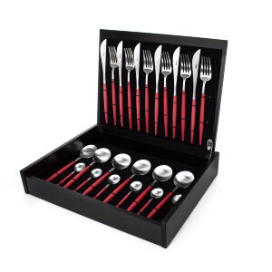 Набор столовых приборов 24/6, с красными ручками "GOA matte red", Cutipol item
