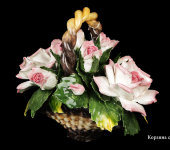 Корзинка с розами, F2300, элитный фарфор, Dea Capodimonte Корзинка с розами, F2300, элитный фарфор, Dea Capodimonte