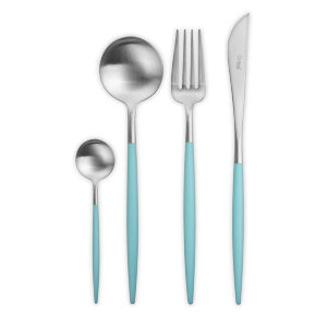 Набор столовых приборов 24/6, с бирюзовыми ручками "GOA matte turquoise", Cutipol item