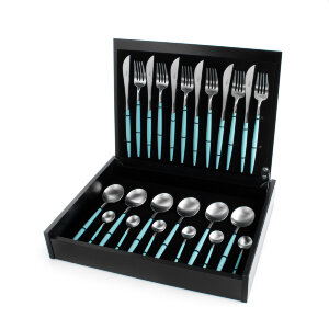 Набор столовых приборов 24/6, с бирюзовыми ручками "GOA matte turquoise", Cutipol item