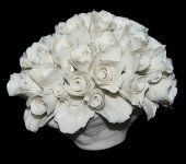 Декоративная корзина с розами, Artigiano Capodimonte Декоративная корзина с розами, Artigiano Capodimonte