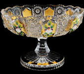 Салатник на ножке 21 см, хрусталь с лепкой, Aurum Crystal