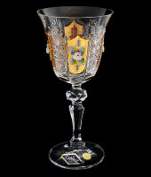 Бокалы для вина, 6 шт, хрусталь с лепкой, Aurum Crystal