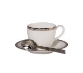 Набор кофейных пар на 6 персон "Серебряная вышивка", Royal Bone China Набор кофейных пар на 6 персон "Серебряная вышивка", Royal Bone China