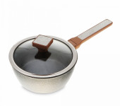 Ковш с крышкой, 2 л, диам. 18 см, выс. 10 см, для инд. плит, алюм. с мраморным покр, ручка-бакелит Ковш с крышкой, 2 л, диам. 18 см, выс. 10 см, для инд. плит, алюм. с мраморным покр, ручка-бакелит