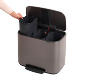 Мусорный бак BO PEDAL BIN трёхсекционный платиновый, 3х11л, 121067, Brabantia