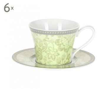 Набор чайных пар на 6 персон "Монтра зеленый", Royal Bone China item