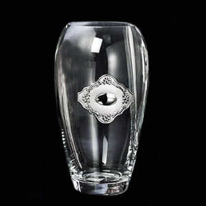 Ваза, овальная, прозрачная с серебряным декором, 23 см CR2156 item