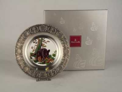 Тарелка настенная "Wildschwein Охота - Кабан", олово, 11768, Artina item
