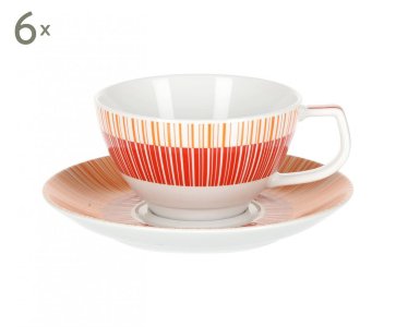 Набор чайных пар на 6 персон "Страйп Маниа красный", Royal Bone China item