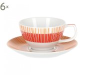 Набор чайных пар на 6 персон "Страйп Маниа красный", Royal Bone China Набор чайных пар на 6 персон "Страйп Маниа красный", Royal Bone China