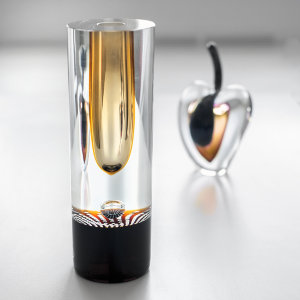 Ваза декоративная цилиндр 28см "золотая капля", Vaclav Ruzicka-RIVA GLASS item