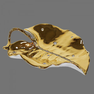 Блюдо в форме листа, цвет: золотой, со SW по середине, 33x23 cm ST68/O+C item