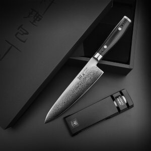 Набор из кухонного ножа с точилкой, серия «RAN» (69 слоев) дамасская сталь, Yaxell item