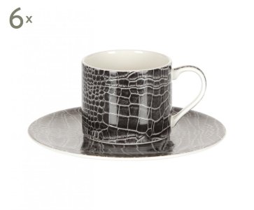 Набор кофейных пар на 6 персон "Саби чёрный", Royal Bone China item