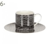 Набор кофейных пар на 6 персон "Саби чёрный", Royal Bone China Набор кофейных пар на 6 персон "Саби чёрный", Royal Bone China