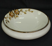 Блюдо д/фруктов "Flowers", цвет: белый с золотой отд.,SW, d 35 cm, h 10 cm ST755/1-BO