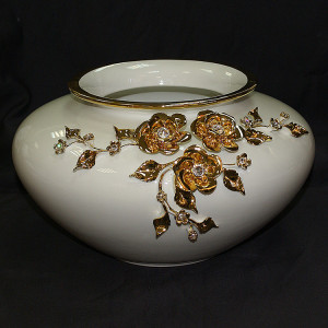 Ваза "Flowers", Swarovski, белого и золотого цвета, d 30 h 20 cm ST757/1-BO item