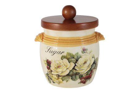 Банка для сыпучих продуктов с деревянной крышкой (сахар) Роза и малина item