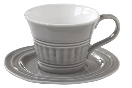 Чашка с блюдцем (тём.серый) Abitare, большая, без инд.упаковки item