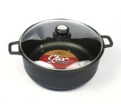 Кастрюля антипригарная со стеклянной крышкой, "Шок-Индукция", De Buyer