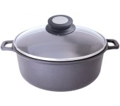 Кастрюля антипригарная со стеклянной крышкой, "Шок-Индукция", De Buyer