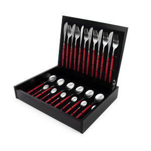 Набор столовых приборов 24/6, с красными ручками, "MIO matte red", Cutipol item