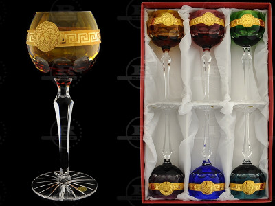 Набор бокалов для вина 6 шт, цветной хрусталь, Aurum Crystal s.r.o. item
