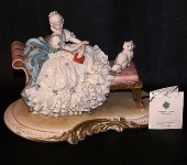 Статуэтка "Дама с кошкой на скамейке", Porcellane Principe