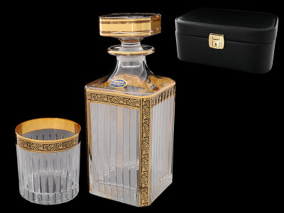 Набор для виски в черном кожаном чемодане, Astra Gold item