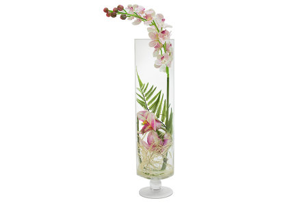 Декоративные цветы Орхидея св. розовая в стекл.вазе item