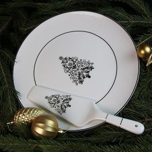 Блюдо для торта с лопаткой (белое золото), АККУ item