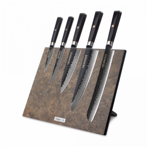 HC/HEXA-0415-SET Набор кухонных ножей на магнитной подставке Vintage Brown, дамасская сталь VG10 (67 слоев), рукоять дерево, Black Damascus item