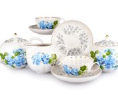 Чайный сервиз 15/6 "Тюльпан - Голубая герань", Дулёвский фарфор