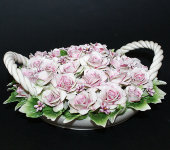Декоративная корзина с розами, Artigiano Capodimonte