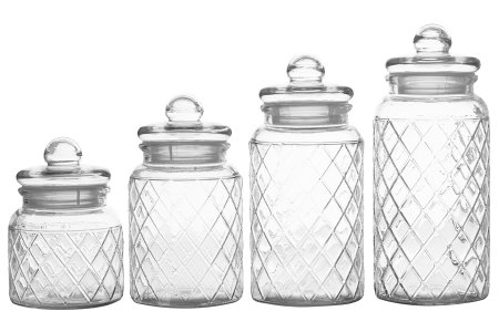 Набор из 4-х банок для сыпучих продуктов Решётка в подарочной упаковке item