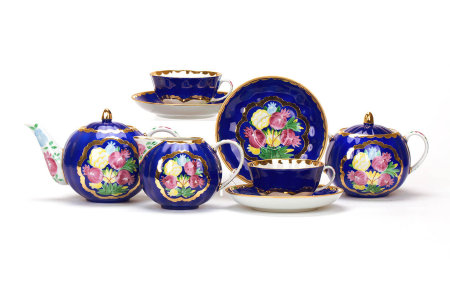 Чайный сервиз 15/6 "Тюльпан - Красавица синий", Дулёвский фарфор item
