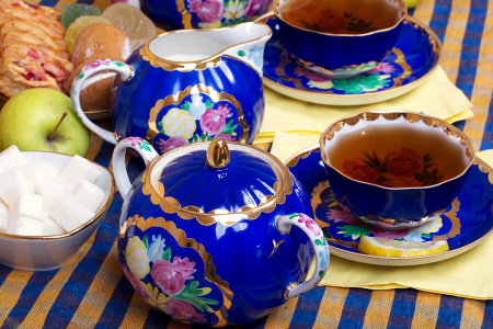 Чайный сервиз 15/6 "Тюльпан - Красавица синий", Дулёвский фарфор item