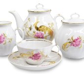 Чайный сервиз 15/6 "Белый лебедь - Жар-птица", Дулёвский фарфор