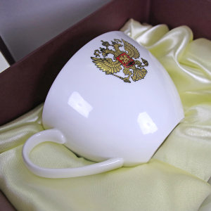 8618 ПГ Чайная пара из костяного фарфора герб РФ, АККУ item
