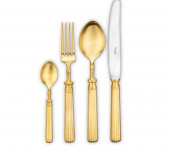 Набор столовых приборов 24 предмета, матовая позолота, LINE Matte Gold Brushed, подарочная упаковка, Cutipol