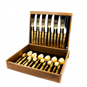 Набор столовых приборов 24 предмета, матовая позолота, LINE Matte Gold Brushed, подарочная упаковка, Cutipol item